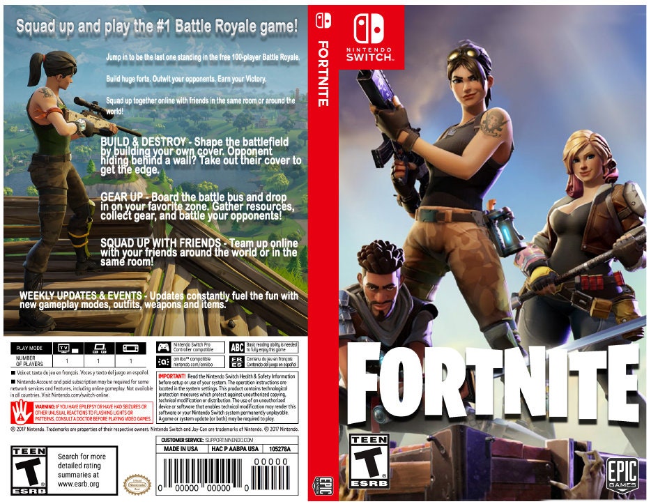 Custom Nintendo Switch Art Cover w/ Game Case Fortnite Etsy