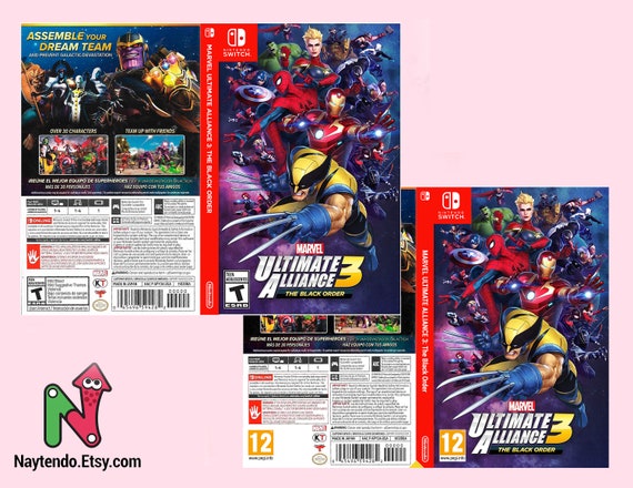 Marvel Ultimate Alliance 3 Black Order Retail Cover Custom Nintendo Switch Art Cover W Game Case