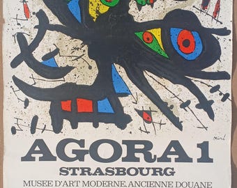Original 1971 Agora 1 Farbe französische Lithographie Plakat von Joan Miro Ausstellung Straßburg Museum für moderne Kunst