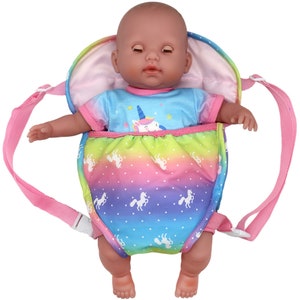 Mochila portabebés para muñecas, accesorios para muñecas, portabebés delantero y trasero con correas para muñecas de 15 a 18 pulgadas