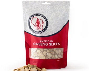 Authentic American Ginseng Slices (Sliced Roots Direct from The Farmer to The Consumer!) Wisconsin Grown! (8 oz)