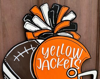 Hand Painted Custom Personalized Football Cheerleader Game Day Door Hanger