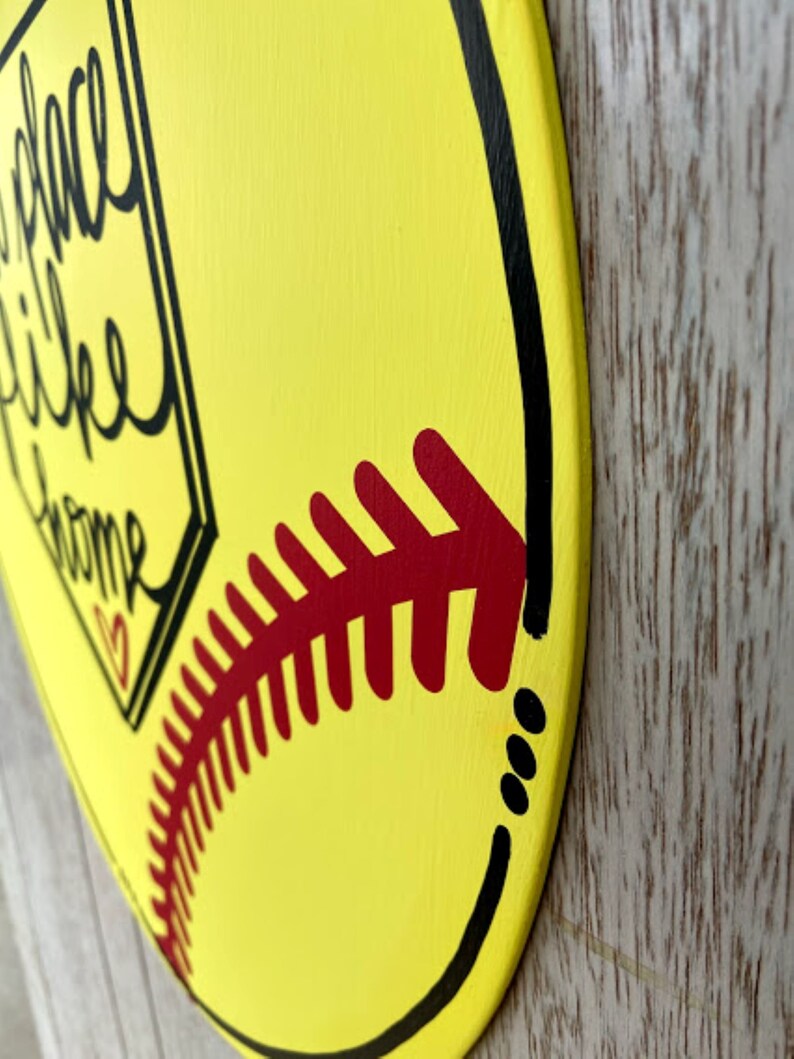 No Place Like Home Softball Hand Painted Wooden Door Hanger Etsy