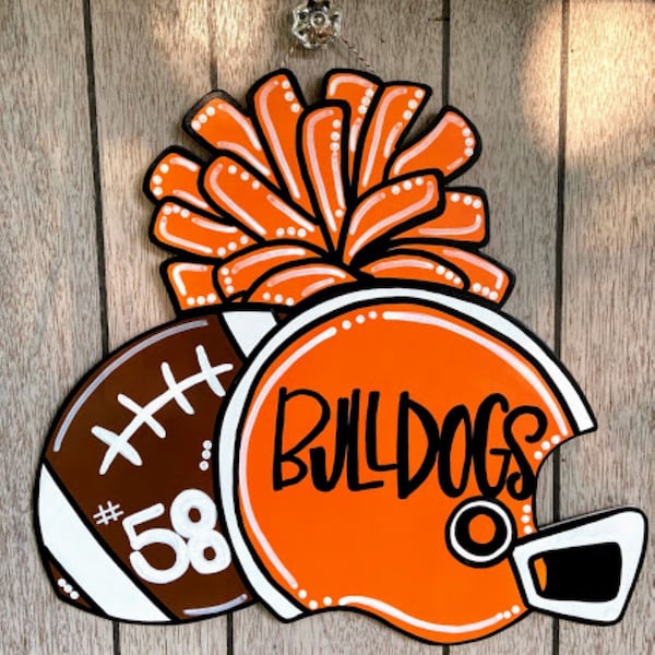 Hand Painted Custom Personalized Football Cheerleader Game Day Door Hanger