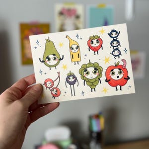 Foglio di adesivi Cutie Fruity / Foglio di adesivi in vinile opaco / Adesivo resistente alle intemperie / Adesivo carino per computer portatili, bottiglie d'acqua, cancelleria