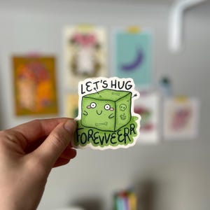 Gallerter Würfel Let's Hug Forever Aufkleber | Matt Vinyl Aufkleber | Wetterfester Aufkleber | D&D Aufkleber für Laptops, Wasserflaschen, Auto