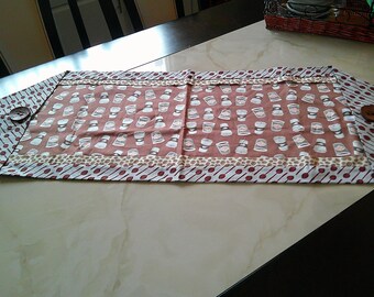 Table runner, coffee, coffee station