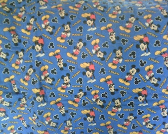 Mickey Mouse Baby Quilt, Blue & Gold Nursery Blanket