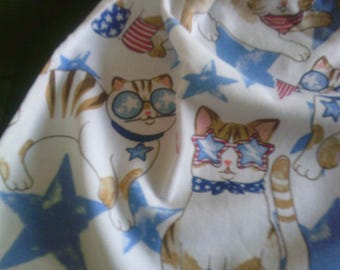 Hanging Kitchen Towel, Fourth of July Cats, Crocheted Hanger