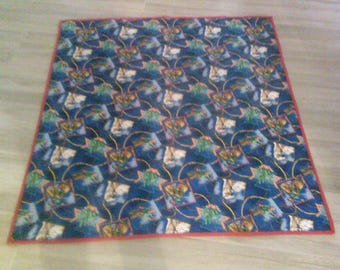 Western Rodeo Lap Quilt, Broncos and Roping, Blue and Red
