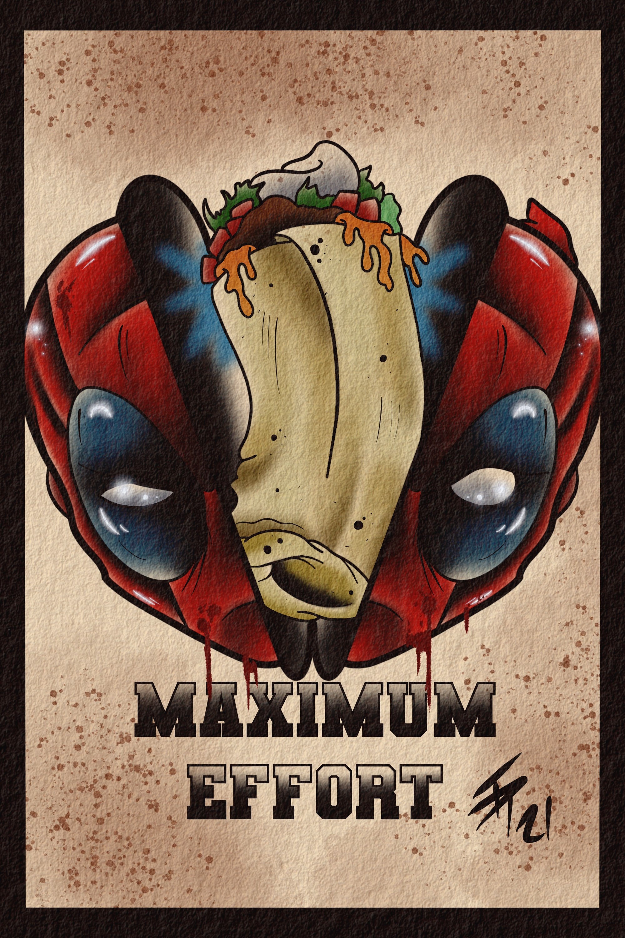 Deadpool Tattoo Flash - Etsy Finland
