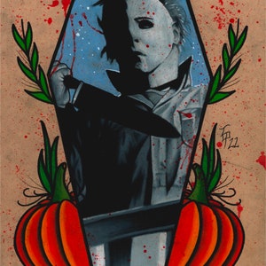 Michael Myers color pencil portrait print