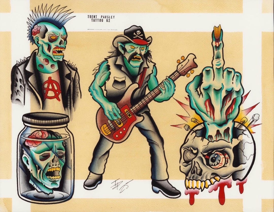 Zombie Flash Zombie Tattoo Flash - Etsy