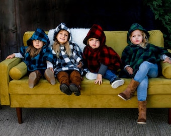 Car Seat Poncho, plush fleece kids carseat safe poncho, reversible winter coat, baby poncho, with pockets