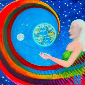 Nieuw: Mother Earth-kaart, 14,7 x 14,7 cm, blanco binnenkant met envelop.