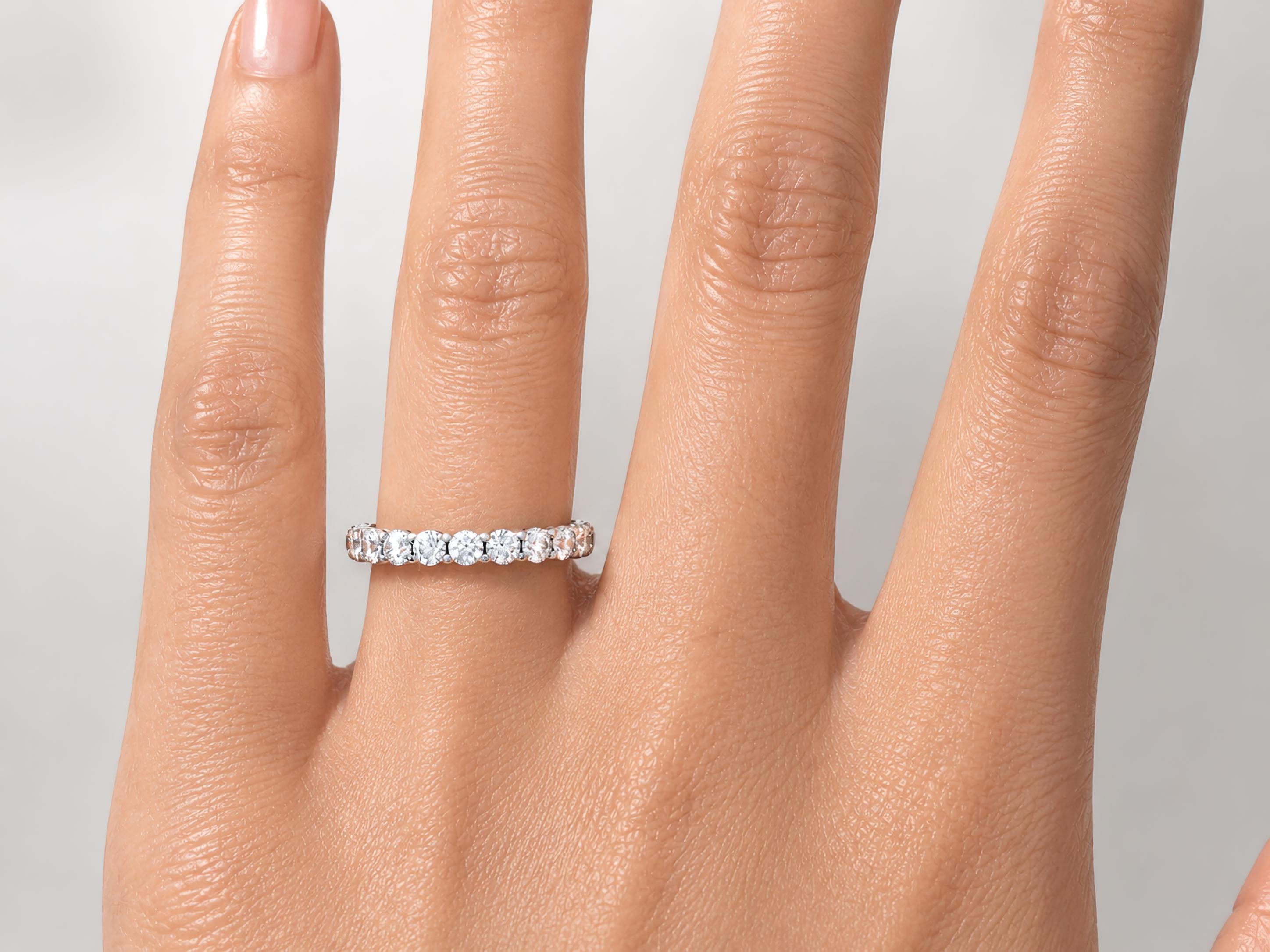 Full Ring Round Cut Full Eternity Band • 2.0 Tcw Moissanite or Lab Diamond ...