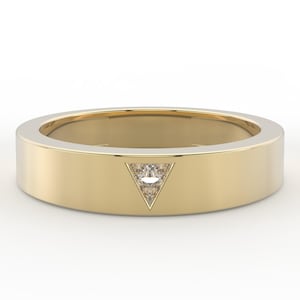 4,5 mm driehoekgeslepen moissaniet- of labdiamantenring voor heren in goud of platina, moderne band