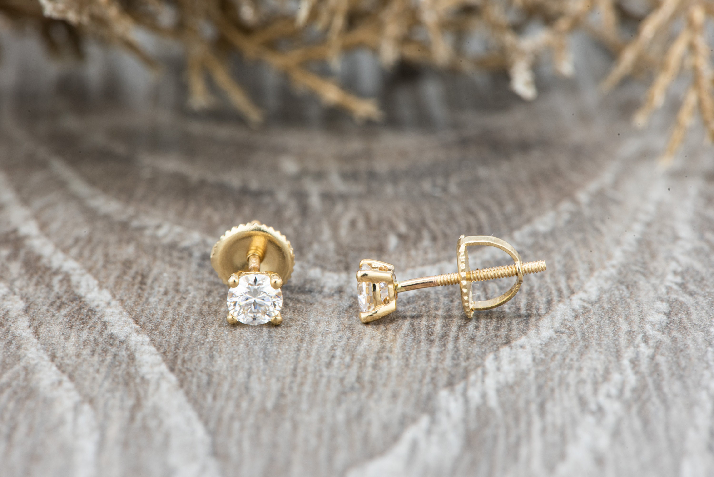 0.5ct Brilliant Round Cut Diamond Earrings, Moissanite Screw 0.5ct Brilliant Round Cut Diamond Earrings, Moissanite Screw