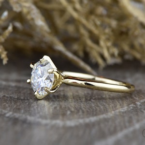 Round Cut Moissanite Solitaire Engagement Ring, Simple Round Solitaire Wedding Ring, 6 Prong Solitaire Gold 14k/18k Bridal Ring by Sapheena image 5