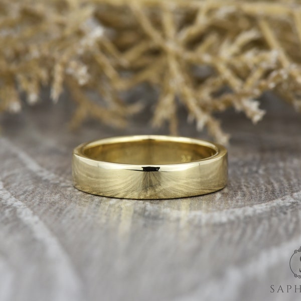 Mens Wedding Band, 5mm Gold Wedding Band, His Wedding Ring, Mens Gold Band, Mens Plain Gold Ring, Platinum Band, Anniversary Band