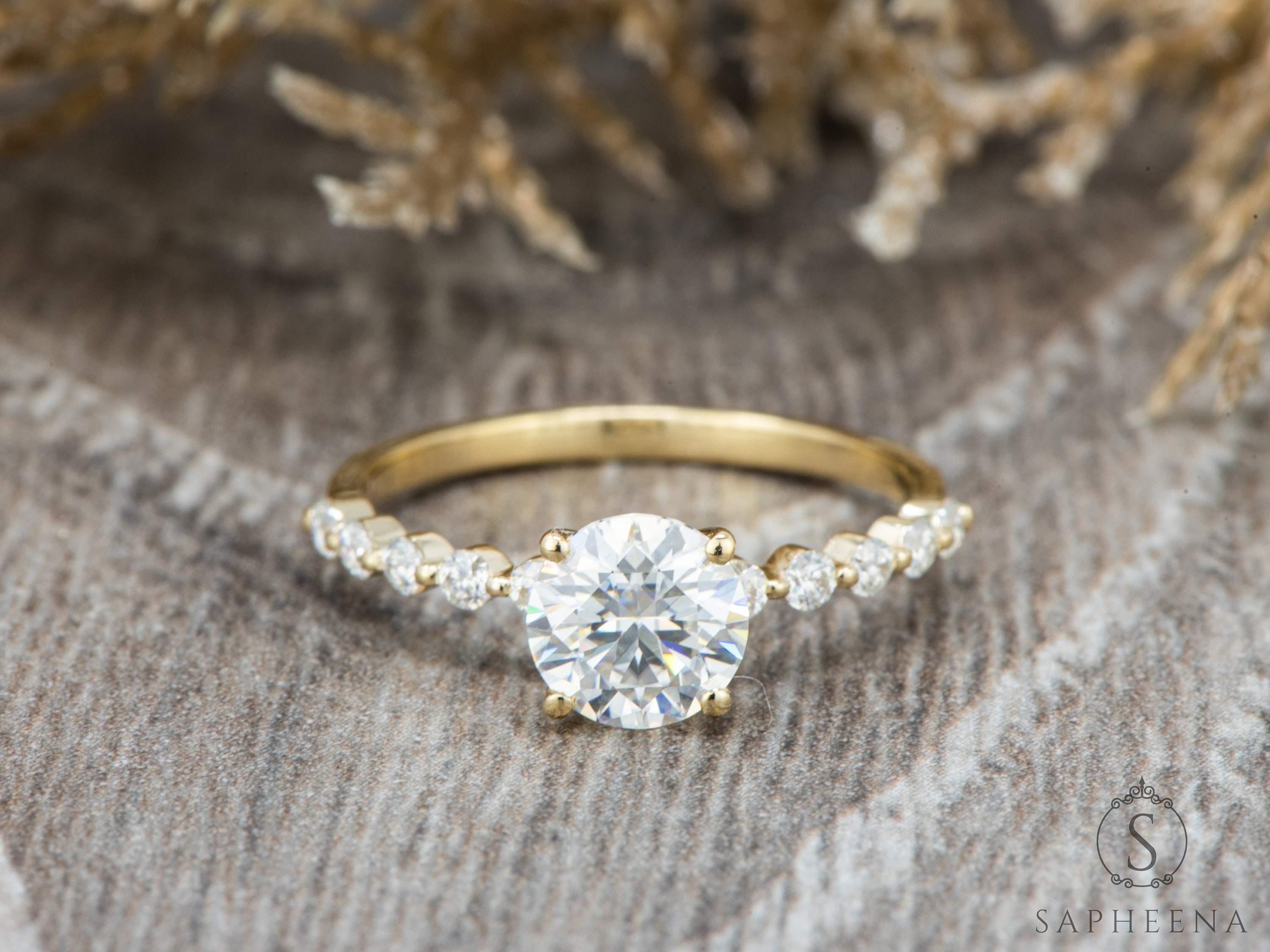 Dainty moissanite ring discount