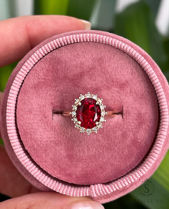 Oval Ruby Diamond Halo Ring – Ellie Lee Fine Jewelry