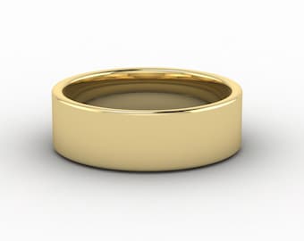 7mm Wide Solid Gold Wedding Band • Men’s or Women’s Ring • Platinum Band