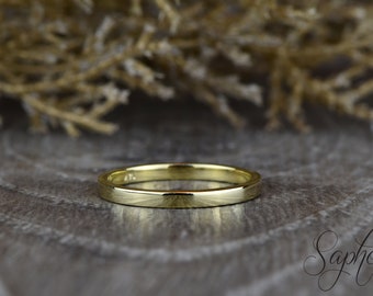 Minimalist Flat Gold Band, Solid Wedding Band in 14k/18k Rose, White or Yellow Gold, Stackable Band, Platinum Wedding Band, Stacking Band
