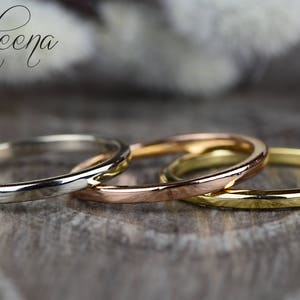 Dainty Solid Wedding Band in either 14k Rose/White/Yellow Gold,Comfort Stacking Band,Gold Band,Wedding Band, Stacking Ring by Sapheena