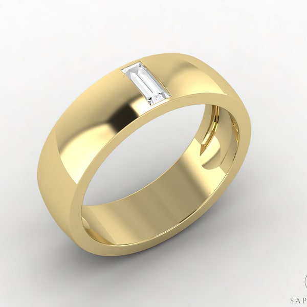 Diamond Baguette Wedding Ring - Etsy