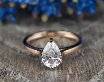Pear Cut Solitaire Moissanite Engagement Ring, Pear Cut Moissanite Gold 14k/18k Wedding Ring, NEO Moissanite Simple Solitaire Promise Ring