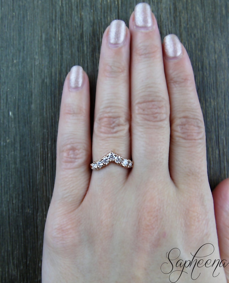 Tiara Wedding Band in Solid 14k/18k RoseWhiteYellow Gold or Etsy