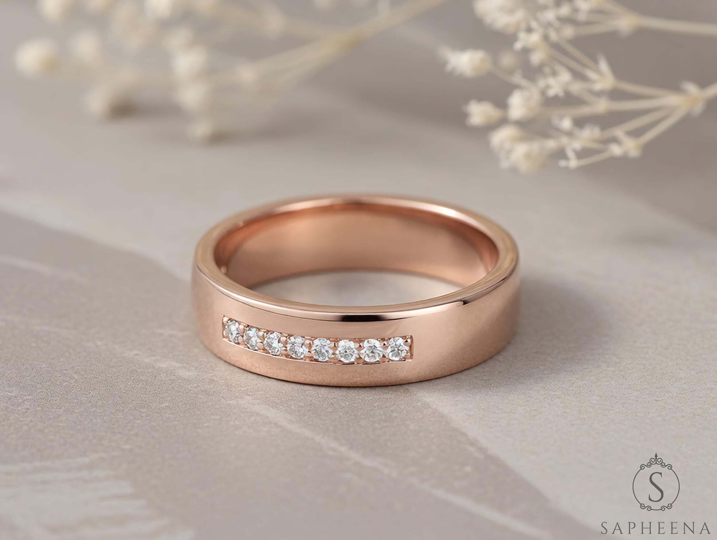 Buy 5mm Comfort Fit Moissanite or Diamond Wedding Band, Solid Gold