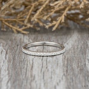 Round Cut Half Eternity Wedding Band | Moissanite/Diamond Wedding Band in 14k Gold / Platinum | Lab-Grown Diamond Wedding Band Stacking Ring