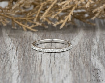 Round Cut Half Eternity Wedding Band | Moissanite/Diamond Wedding Band in 14k Gold / Platinum | Lab-Grown Diamond Wedding Band Stacking Ring