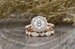 Set of 2:Cushion Halo Engagement Ring & Art Deco Band in 14k Rose Gold, Cushion Moissanite Bridal Set, Lab-Grown Diamond Bridal Set 