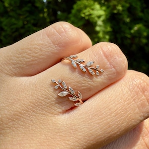 Nature Inspired Leaf Diamond Enhancer Band, Double-Band Bridal Wrap, Vine Wedding Band, Gold Bridal Band for Solitaire Rings, Marquise/Round