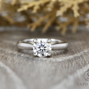 1.2 Ct Round Cut Solitaire Lab-Grown Diamond Engagement Ring, Round Moissanite Wedding Ring, Solid Gold 14k Simple Minimalist Bridal Ring