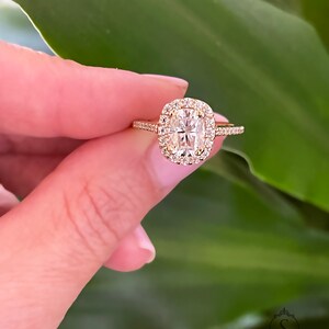 1.5 Ct Cushion Cut Moissanite Engagement Ring, Forever One Moissanite Wedding Ring, Halo Set Bridal Ring, Solid Gold Anniversary Ring