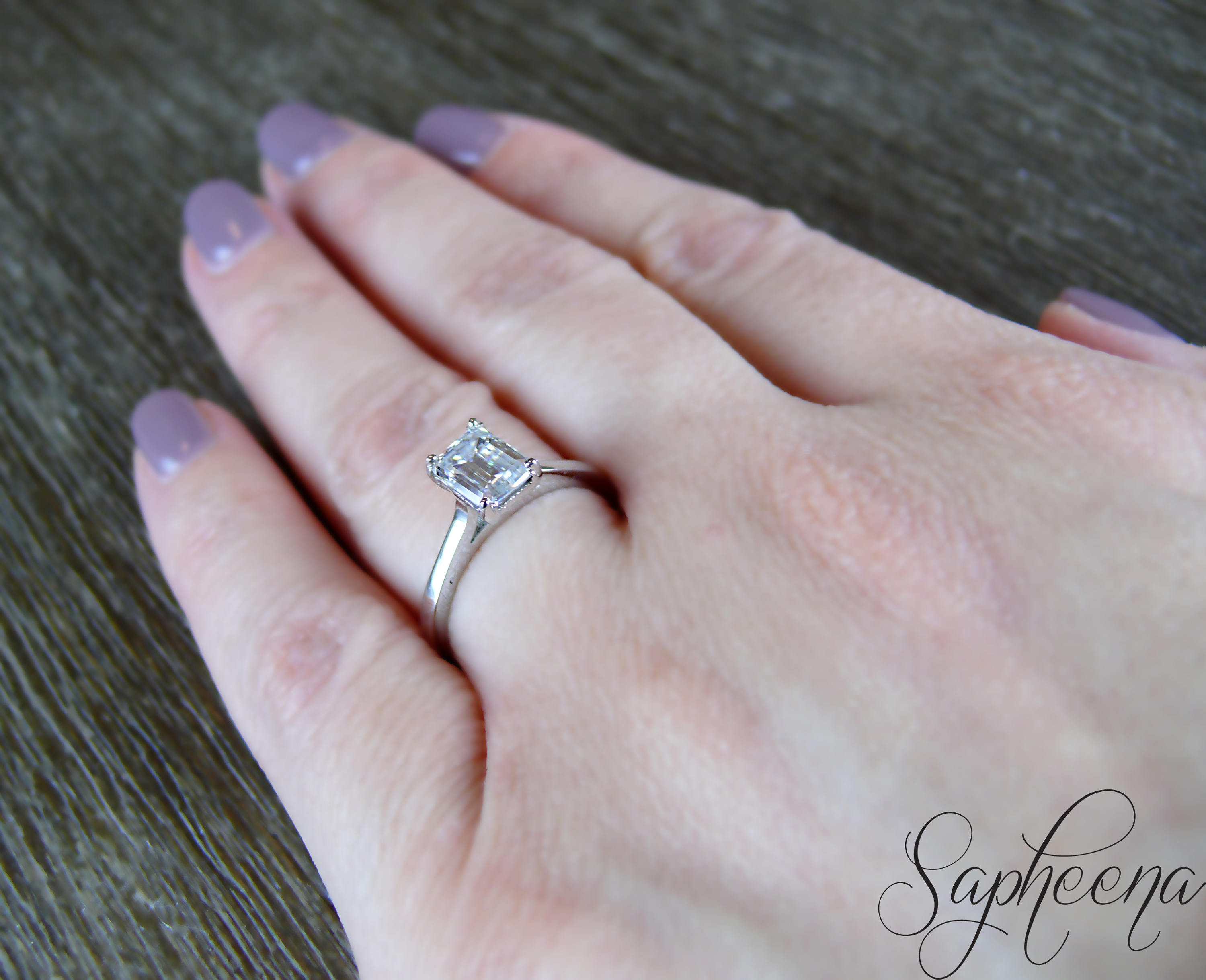 Moissanite Engagement Ring Emerald Cut Moissanite Ring Etsy Canada