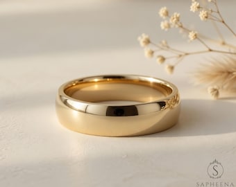 5mm Classic Comfort Fit Wedding Band, Dome Wedding Band, 10k/14k/18k Men's Women's Wedding Band, Yellow Gold, White Gold, Rose Gold Ring