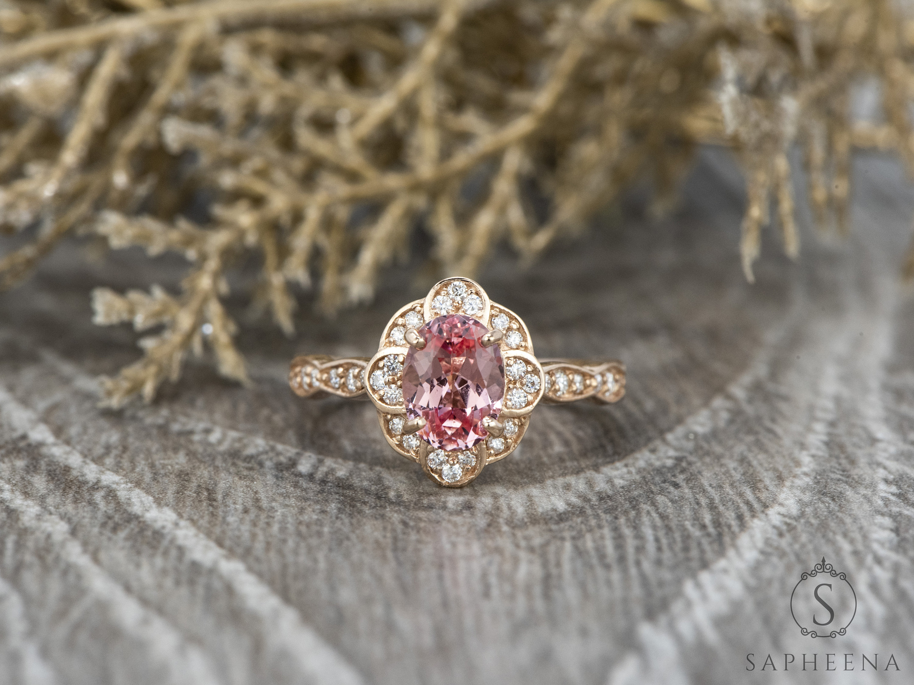Peachy shop pink moissanite