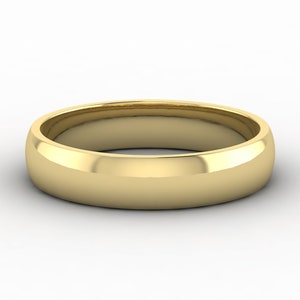 4mm Classic Comfort Fit Wedding Band, Dome Wedding Band, 10k/14k/18k Men&#39;s Women&#39;s Wedding Band, Yellow Gold, White Gold, Rose Gold Ring