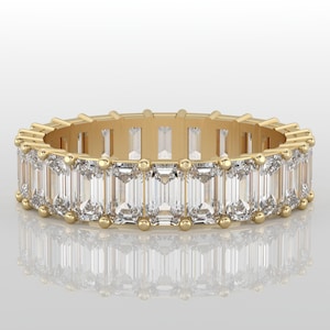 3.6 Ct Solid Gold Full Eternity Emerald Cut Band, Emerald-Cut Lab-Grown Diamond Ring, Luxury Gold Wedding Band, Emerald Cut Diamond Band