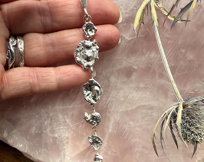 Sterling Silver Water Cast Droplet Necklace