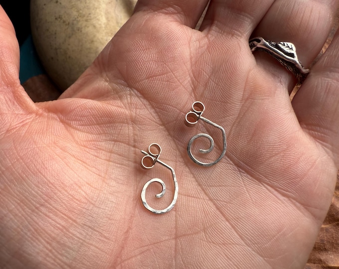 Dainty Spiral Earrings – Handmade Sterling Silver