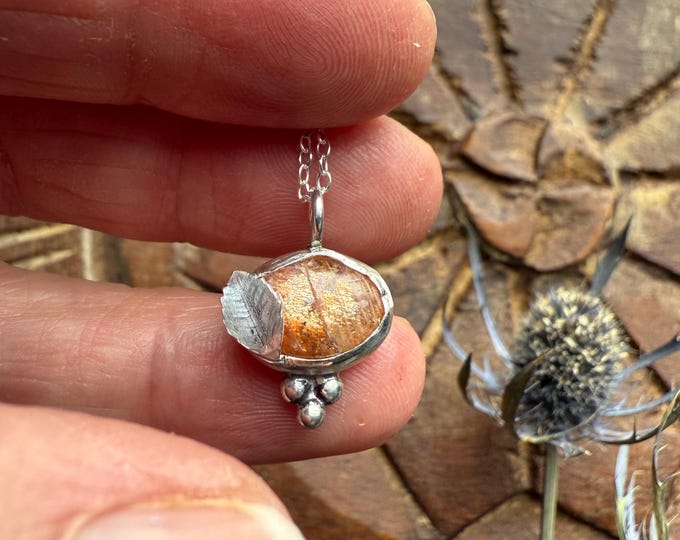 Dainty Sunstone and Recycled Silver Necklace