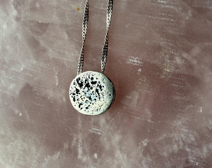 Handmade Hammered Silver Moon Necklace