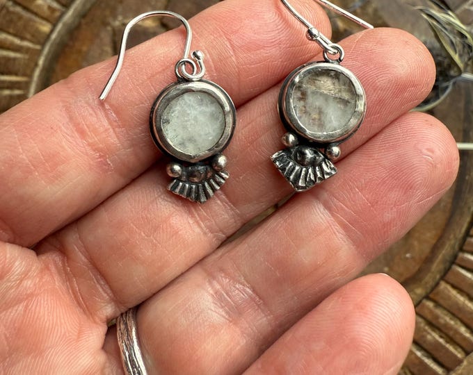 Moonstone Drop Earrings – Handcrafted Boho Design in Fine Silver