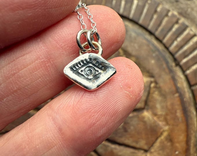 Handcrafted Recycled Silver Evil Eye Necklace